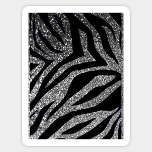 Photographic Image of Silver Glitter Zebra Print Sticker